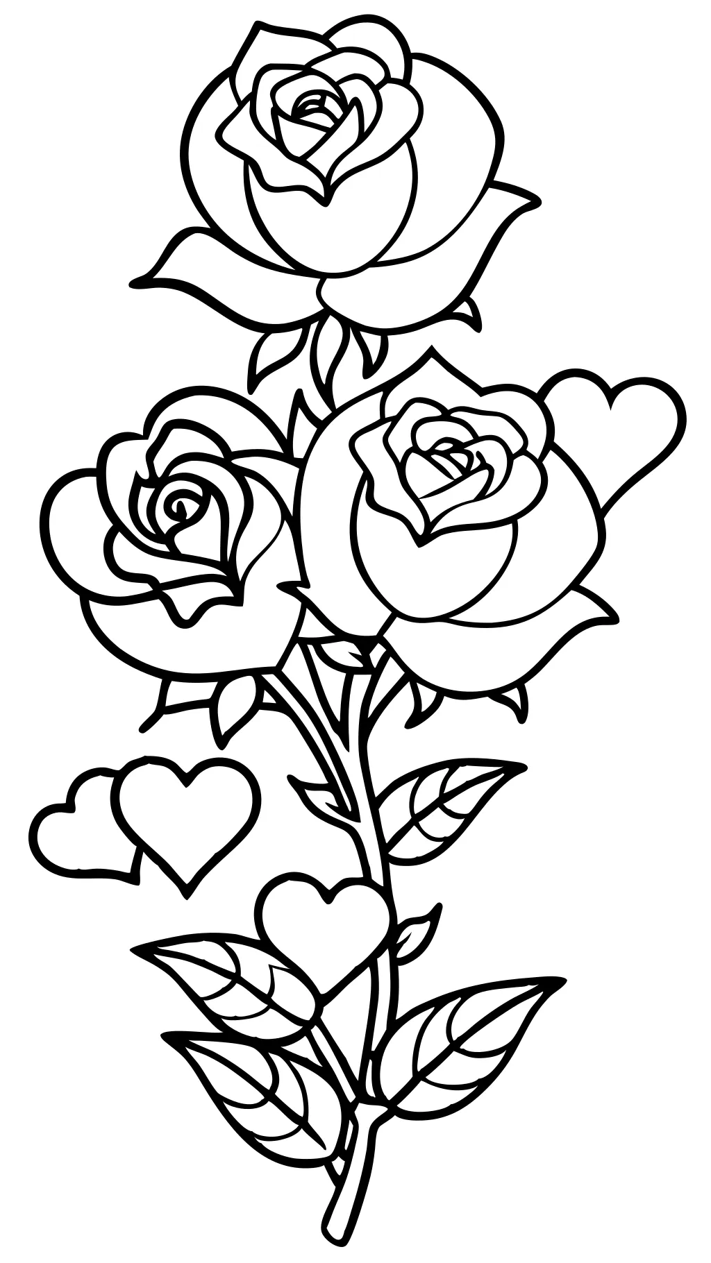 coloring pages roses and hearts